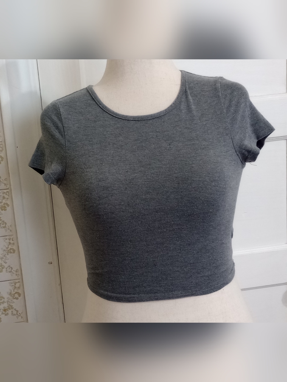 SHEIN Short Sleeve Crew Neck Tee -  Gray